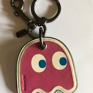 Coach Pacman Pink Ghost Bag Charm Key Fob